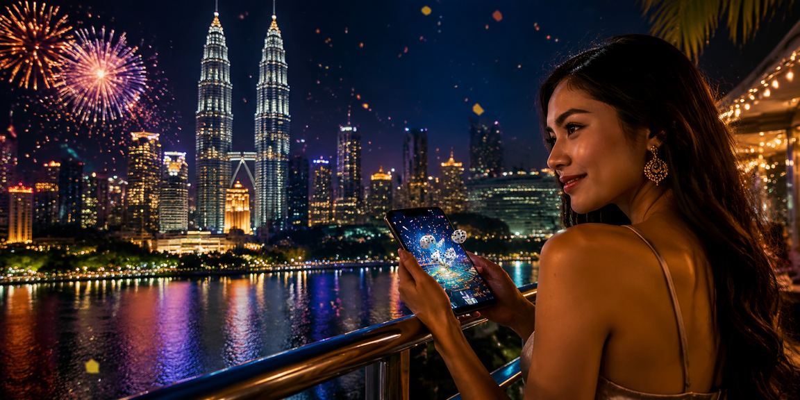 Pemain Malaysia duduk bermain permainan kasino di meja dalam suasana moden
